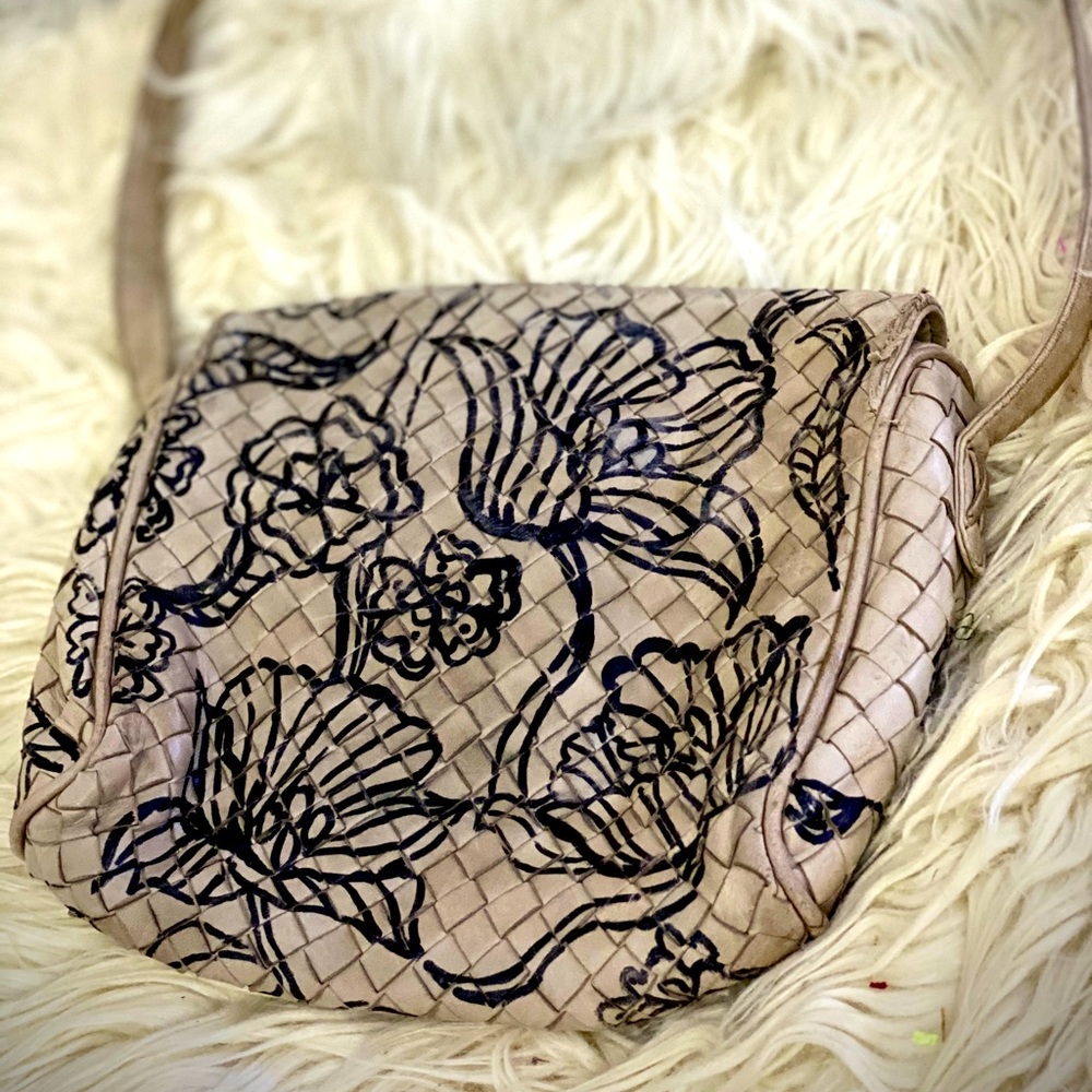 Hand-painted, Italian, Woven Leather, Shoulder Bag